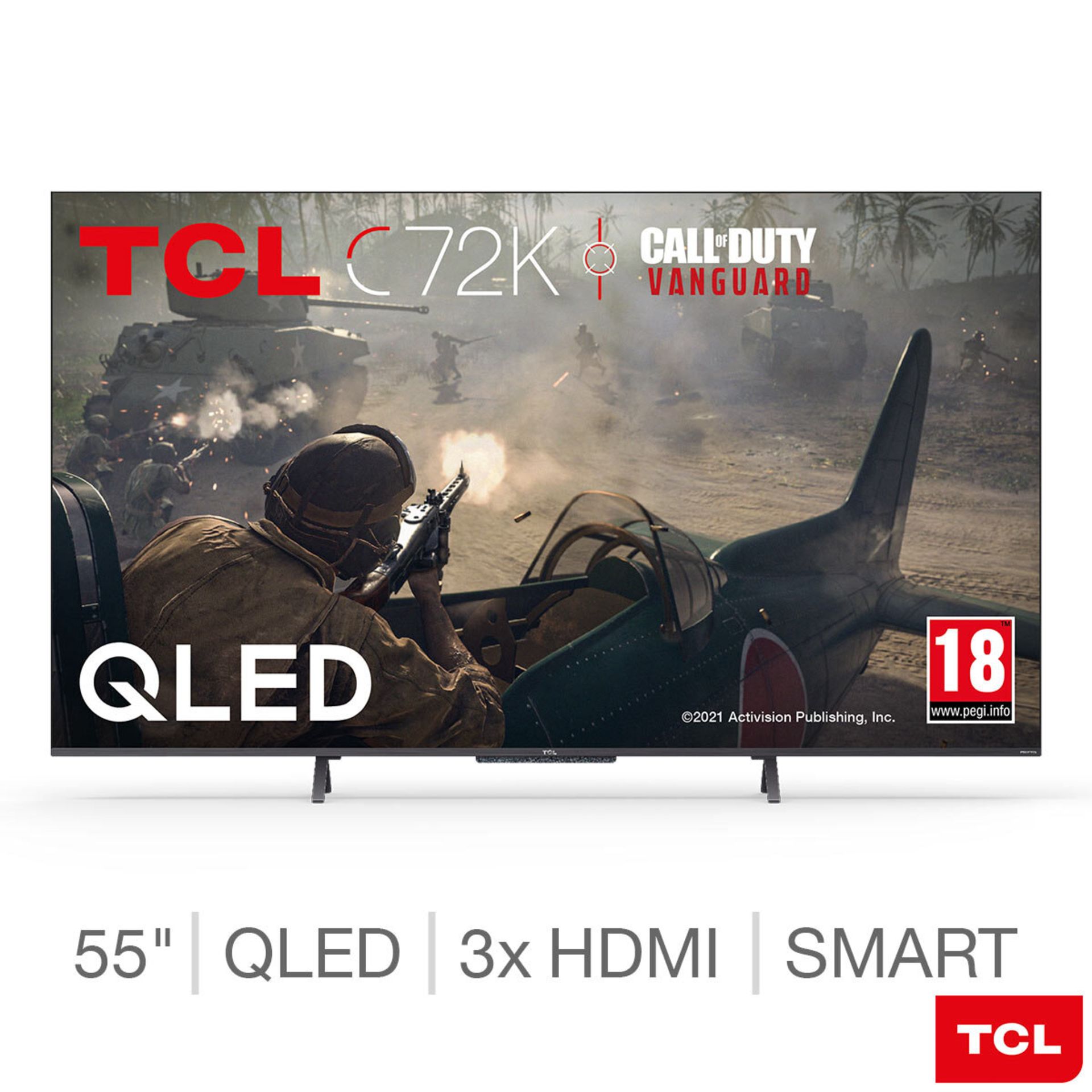 1 BOXED TCL 55C720K 55 INCH QLED 4K ULTRA HD SMART ANDROID TV WITH STAND AND REMOTE RRP Â£399 (