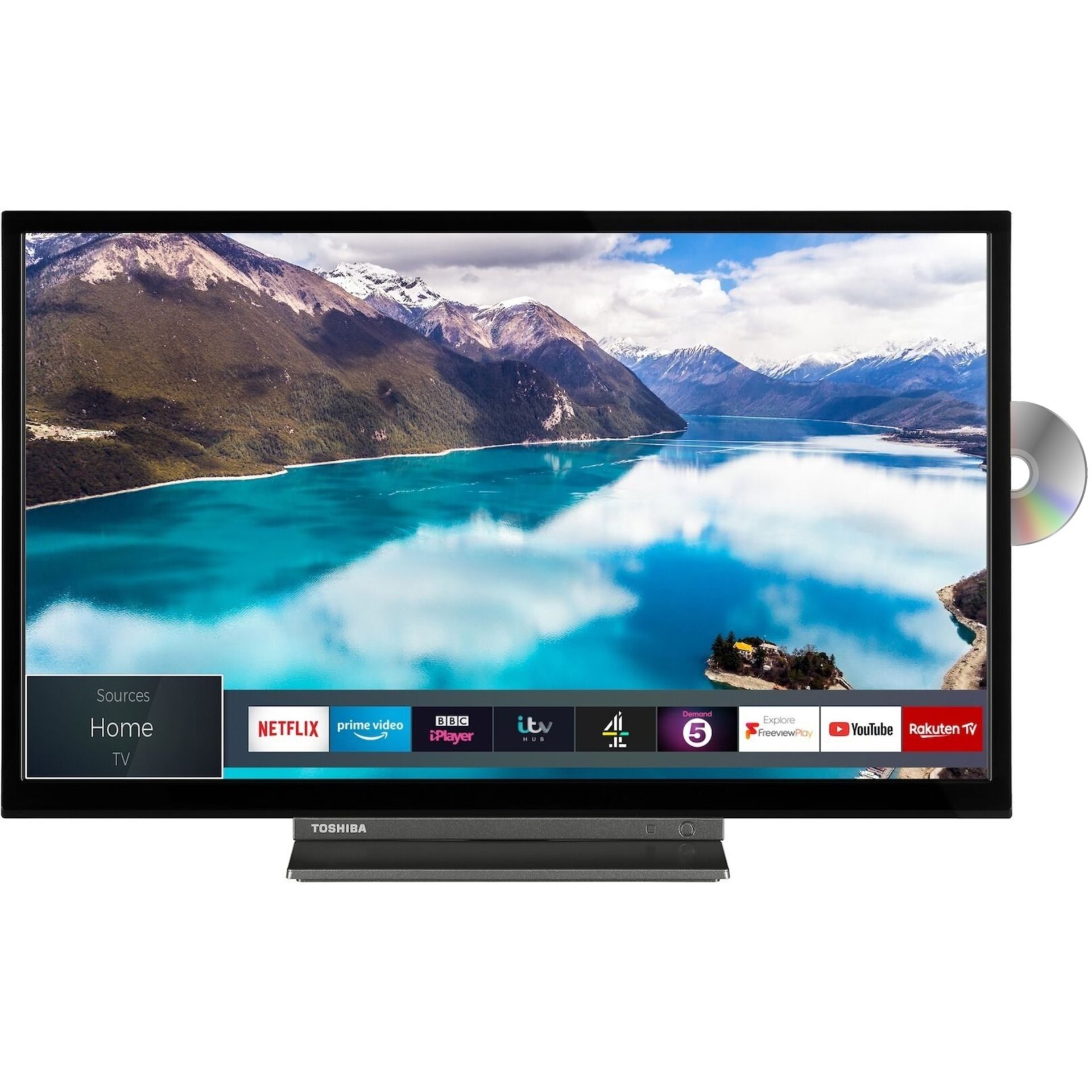 1 BOXED TOSHIBA 24" 24WD3A63DB HD SMART LED TV WITH REMOTE RRP Â£179.99 (WORKING, NO STAND)