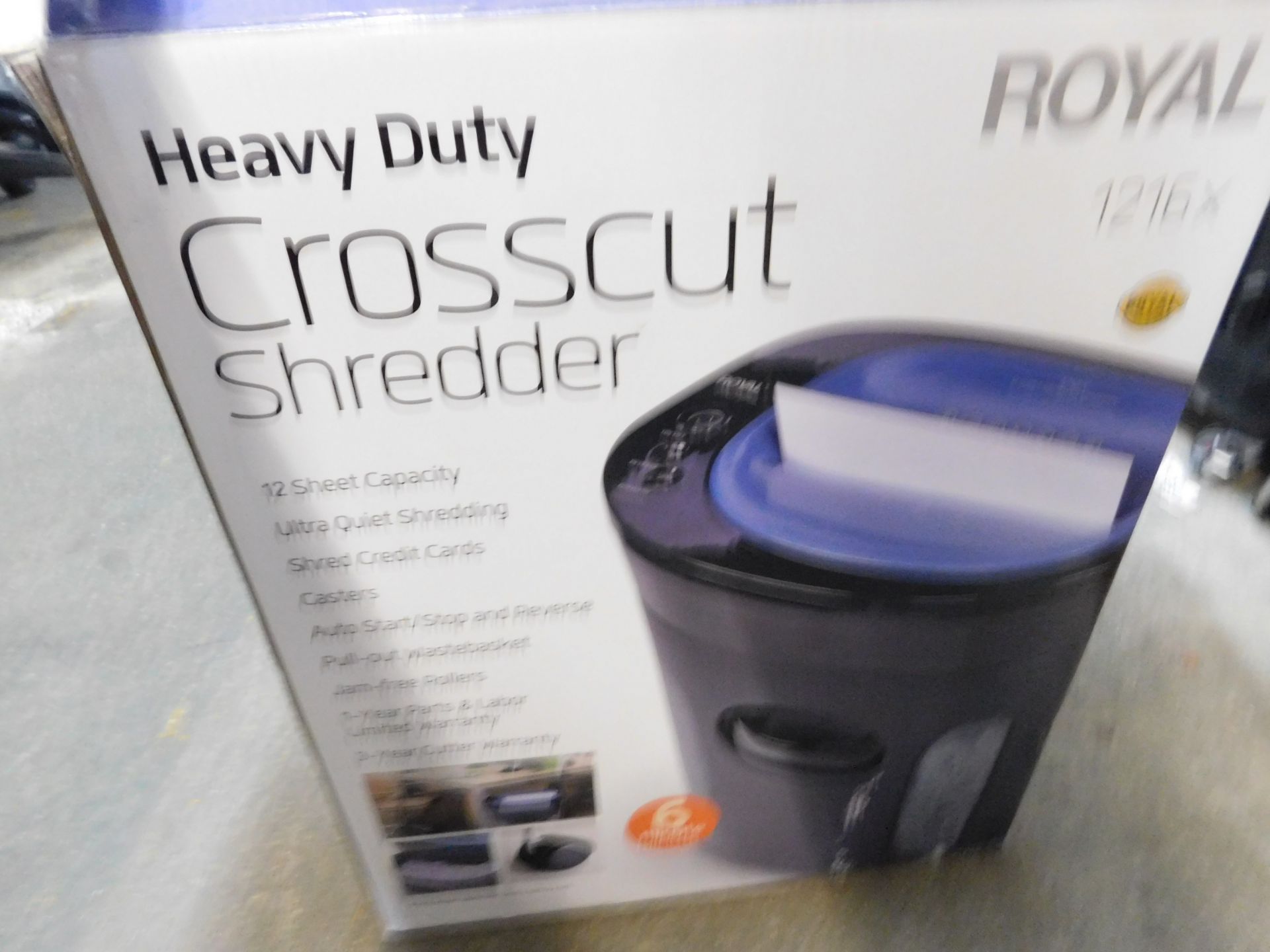 1 BOXED ROYAL 1216X 24L 12-SHEET CROSS CUT SHREDDER RRP Â£89.99