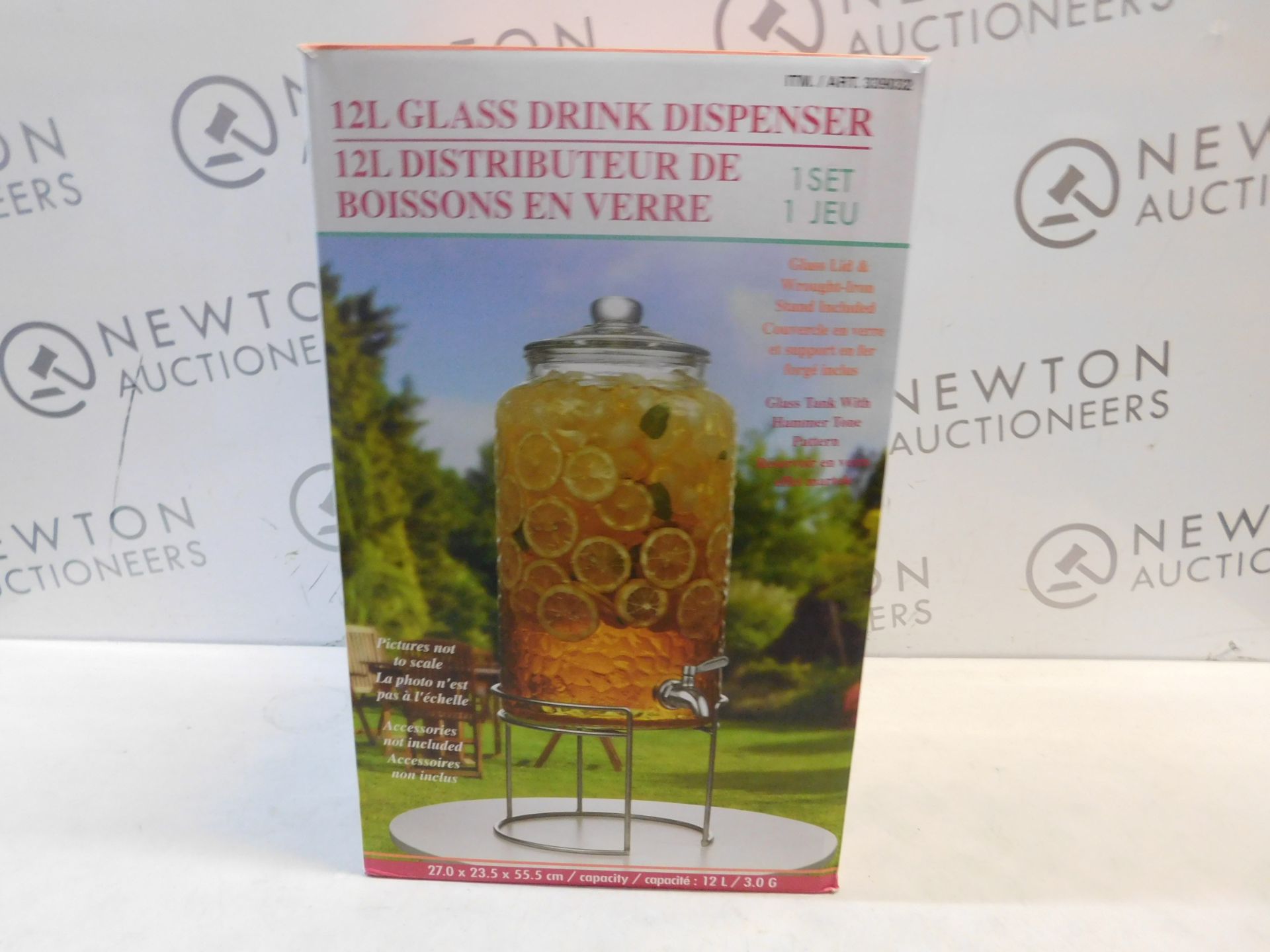 1 BOXED KING CRYSTAL 12 LITRES GLASS DRINK DISPENSER WITH STAND RRP Â£39