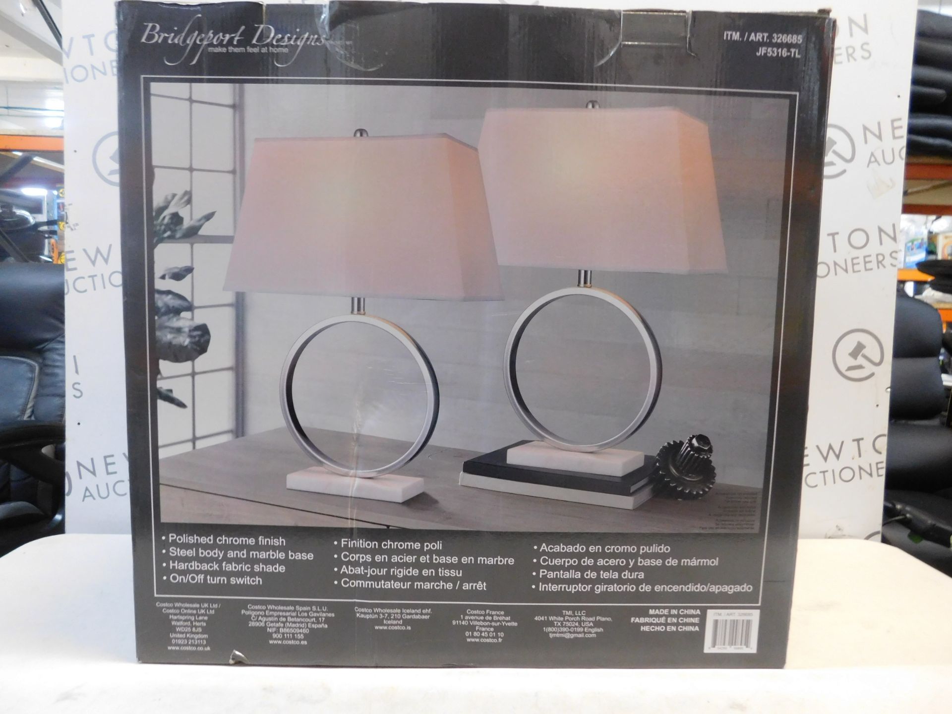 1 PAIR OF BRIDGEPORT DESIGNS MARBLE TABLE LAMPS RRP Â£119