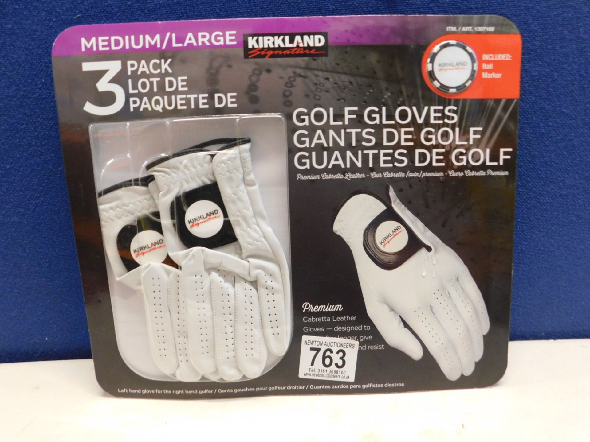 1 PACK OF 2 KIRKLAND SIGNATURE PREMIUM GOLF GLOVE SIZE MEDIUM/LARGE WITH BALL MARKER RRP Â£14.99