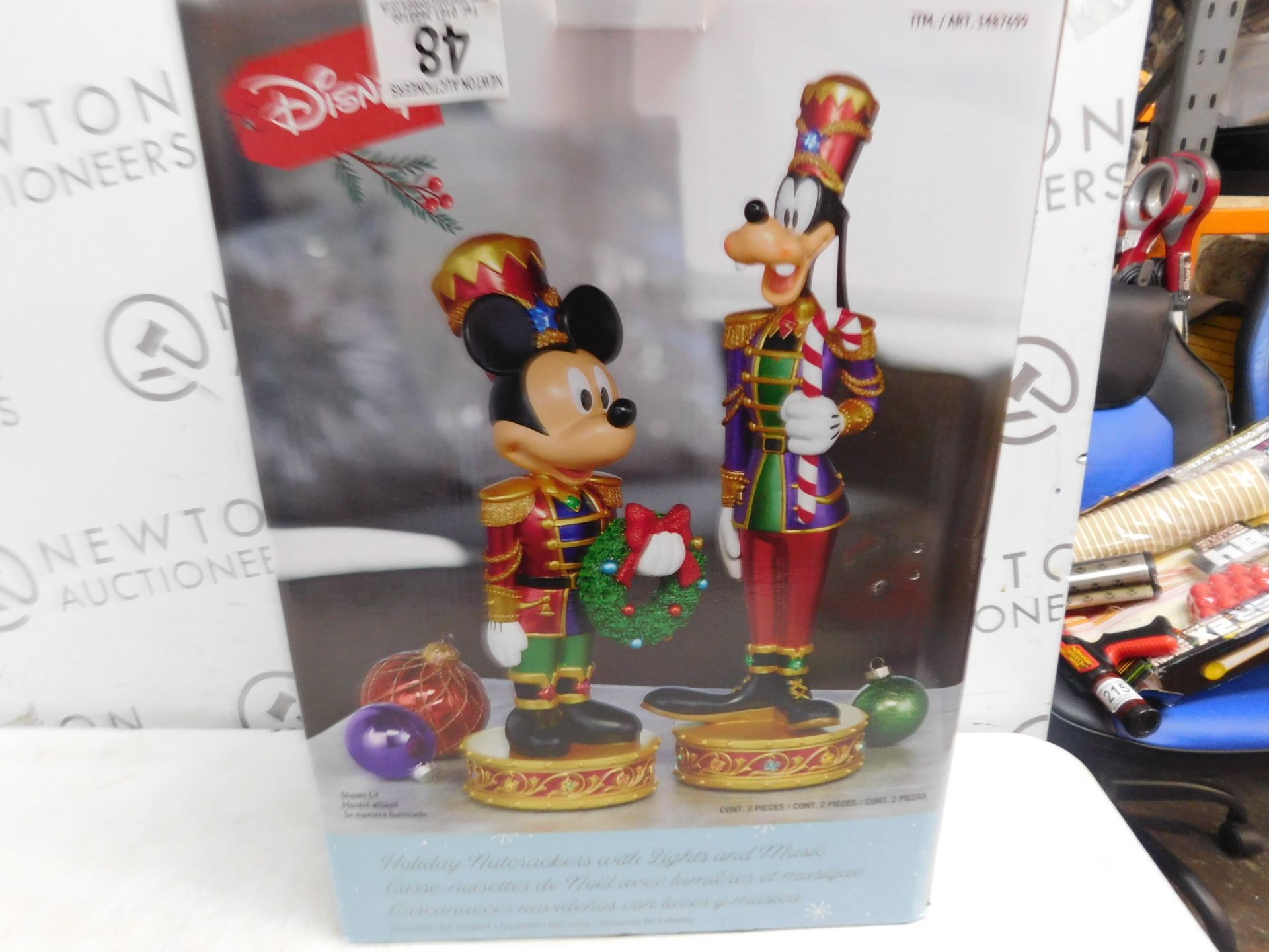 1 BOXED DISNEY 15.1 INCHES (38.5CM) CHRISTMAS MICKEY & GOOFY NUTCRACKERS WITH LED LIGHTS & SOUNDS