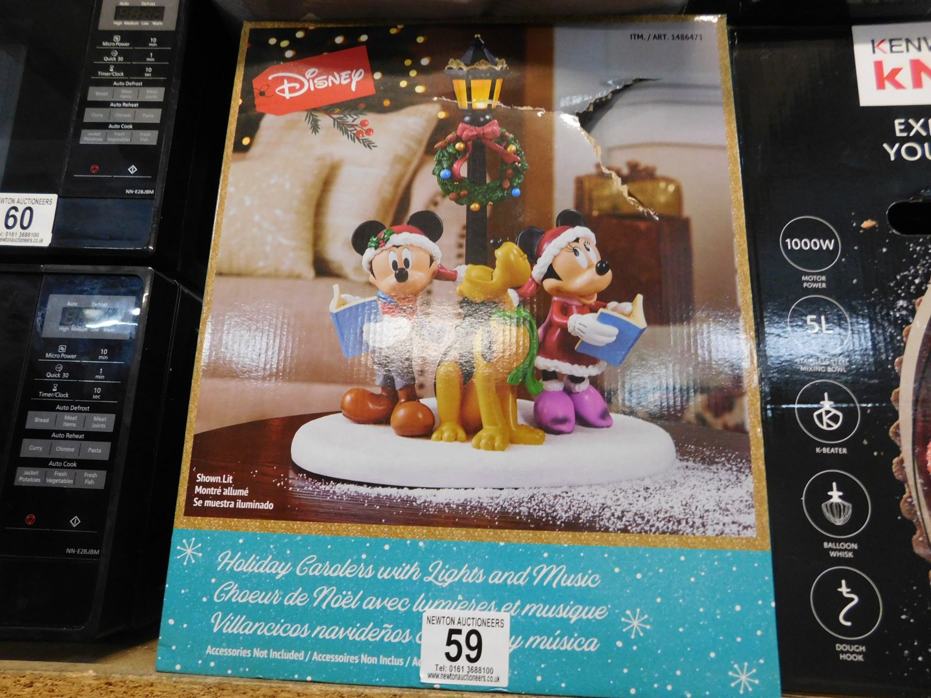 1 BOXED DISNEY 15.5 INCHES (39.4CM) CHRISTMAS CAROLER TABLE TOP ORNAMENT WITH LIGHTS & SOUNDS RRP