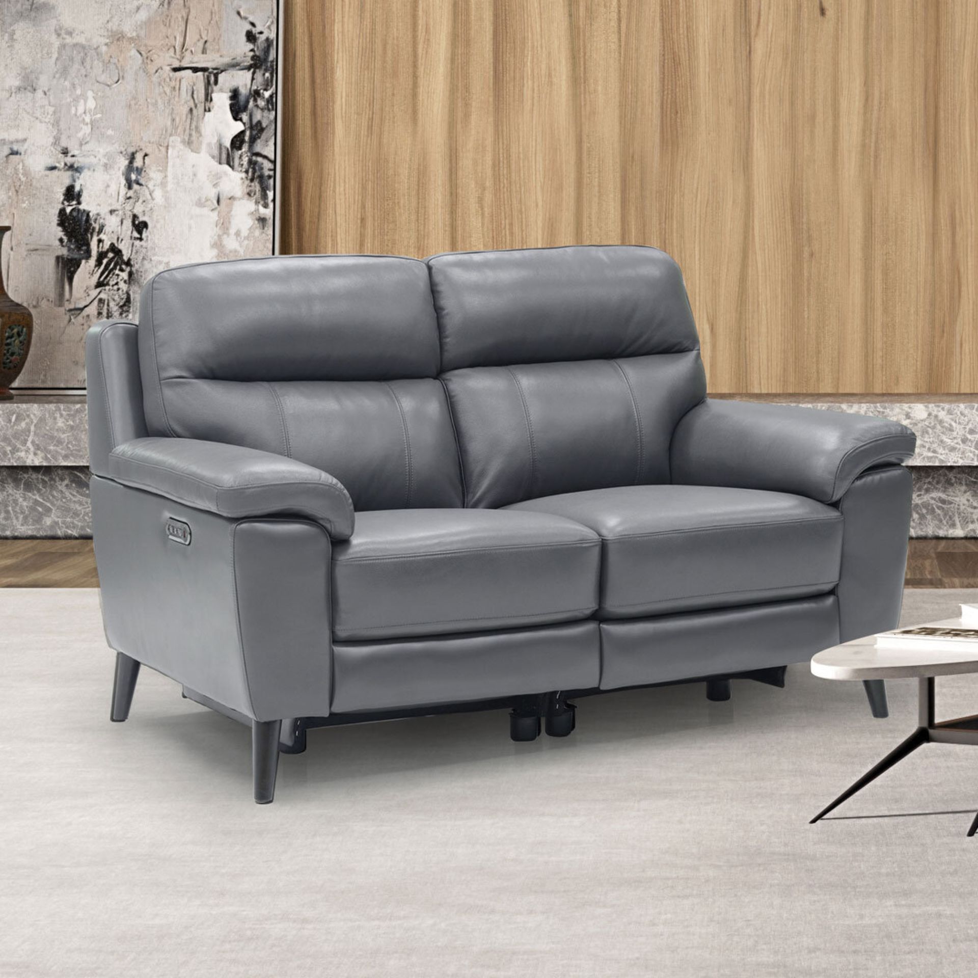 1 GRACE DARK GREY LEATHER POWER RECLINING 2 SEATER SOFA RRP Â£1299 (PICTURES FOR ILLUSTRATION