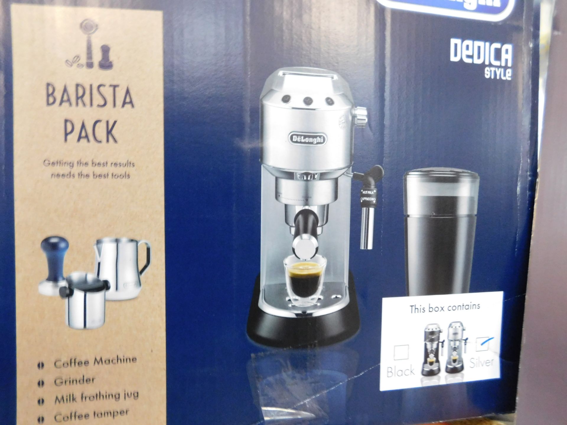 1 BOXED DE'LONGHI DEDICA BARISTA COFFEE MACHINE BUNDLE PACK SILVER ECKG6820 RRP Â£299
