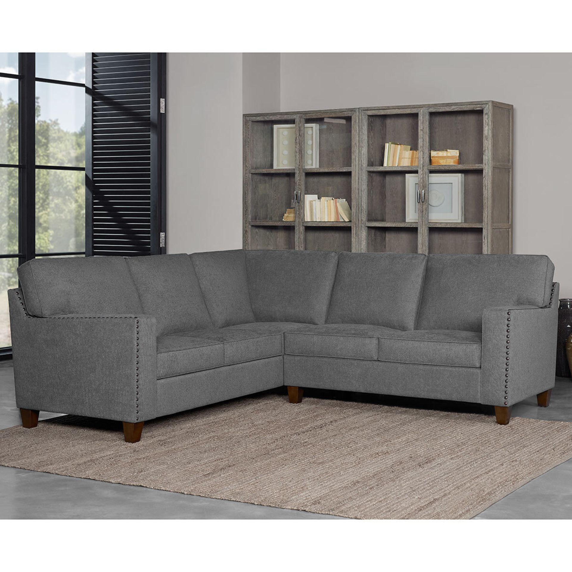 1 TRUE INNOVATIONS ELLEN DARK GREY FABRIC CORNER SOFA RRP Â£1699