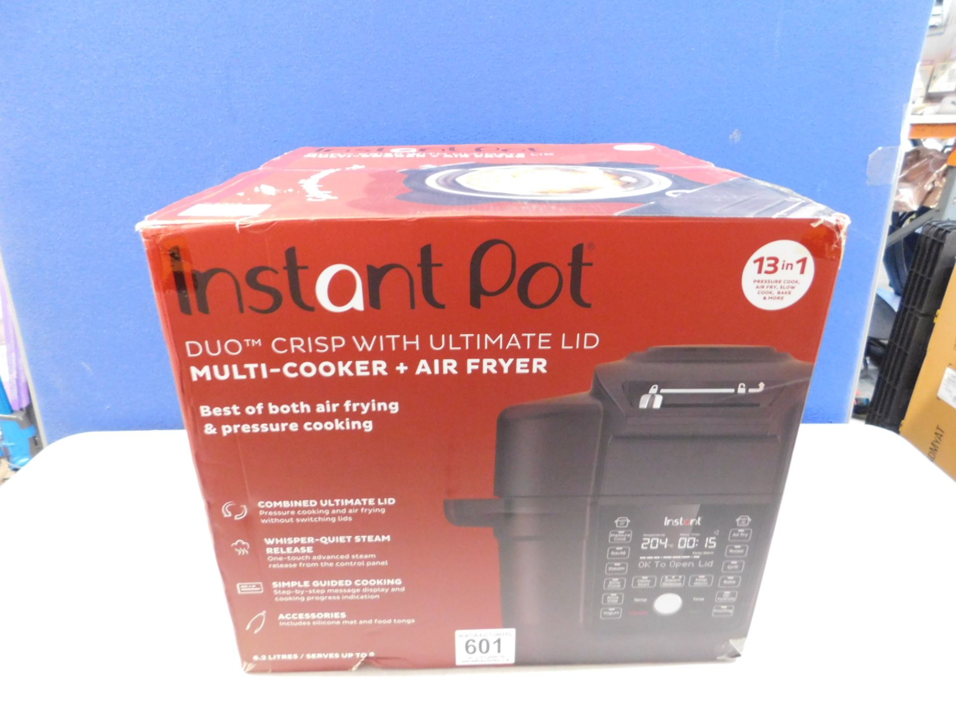 1 BOXED INSTANT POT GOURMET CRISP ULTIMATE 13-IN-1 PRESSURE COOKER & AIR FRYER, 6.2L RRP Â£199