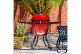 1 LOUISIANA GRILLS 24" (60CM) RED CERAMIC KAMADO CHARCOAL BARBEQUE RRP Â£799 (PICTURES FOR