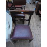 Single hall chair with carved horizontal single splat to back,