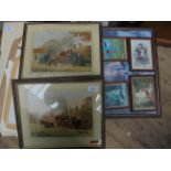 Sel. of small advertising framed prints together with 4 framed coloured prints