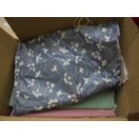 Box of fabrics, curtain material etc