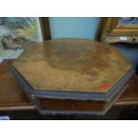 Burr walnut octagonal table top needlework box,