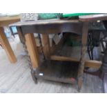 Oak rectangular topped twist stemmed side table with undershelf