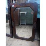 Oak framed rectangular bevel edged mirror