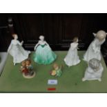 2 Royal Doulton ornaments of ladies in evening gowns,