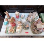 3 Lilliput Lane cottage ornaments and another together with 8 Pendelfin figures