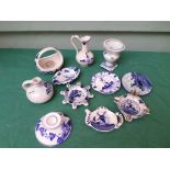 Sel. of miniature blue and white Delft items incl. ashtrays, small plates, candleholders etc.