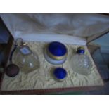Boxed late Victorian cut glass 4 piece ladies dressing table scent/perfume set