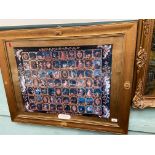 Ornate gilt framed coloured print of 'Il Birlisse' showing 70 different coloured portraits and