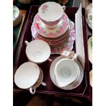 Mint 'Rose of Sharon' Royal Standard bone china pink garland part tea set,