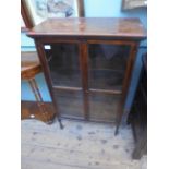 Mahogany freestanding display cabinet fitted 4 glazed panels to front on delicate shaped feet