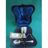 Silver christening set of egg cup and spoon in original fitted case (Sheffield 1919/20)