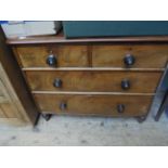 Mahogany chest of 2 short and long drawers each with circular handles (37" x 17" x 31" high)