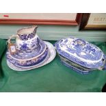 Sel. of principally blue and white willow pattern ware incl.