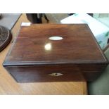 Rosewood writing box with mother of pearl inlay