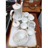 6 piece white and grey thistle sprayed Eschenbach bone china tea set incl.