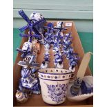 Large sel. of Delft windmills of various sizes, candleholder etc.