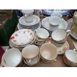 3 part china tea services incl. Crown Ming, Wedgwood 'Trellis Flower' etc.