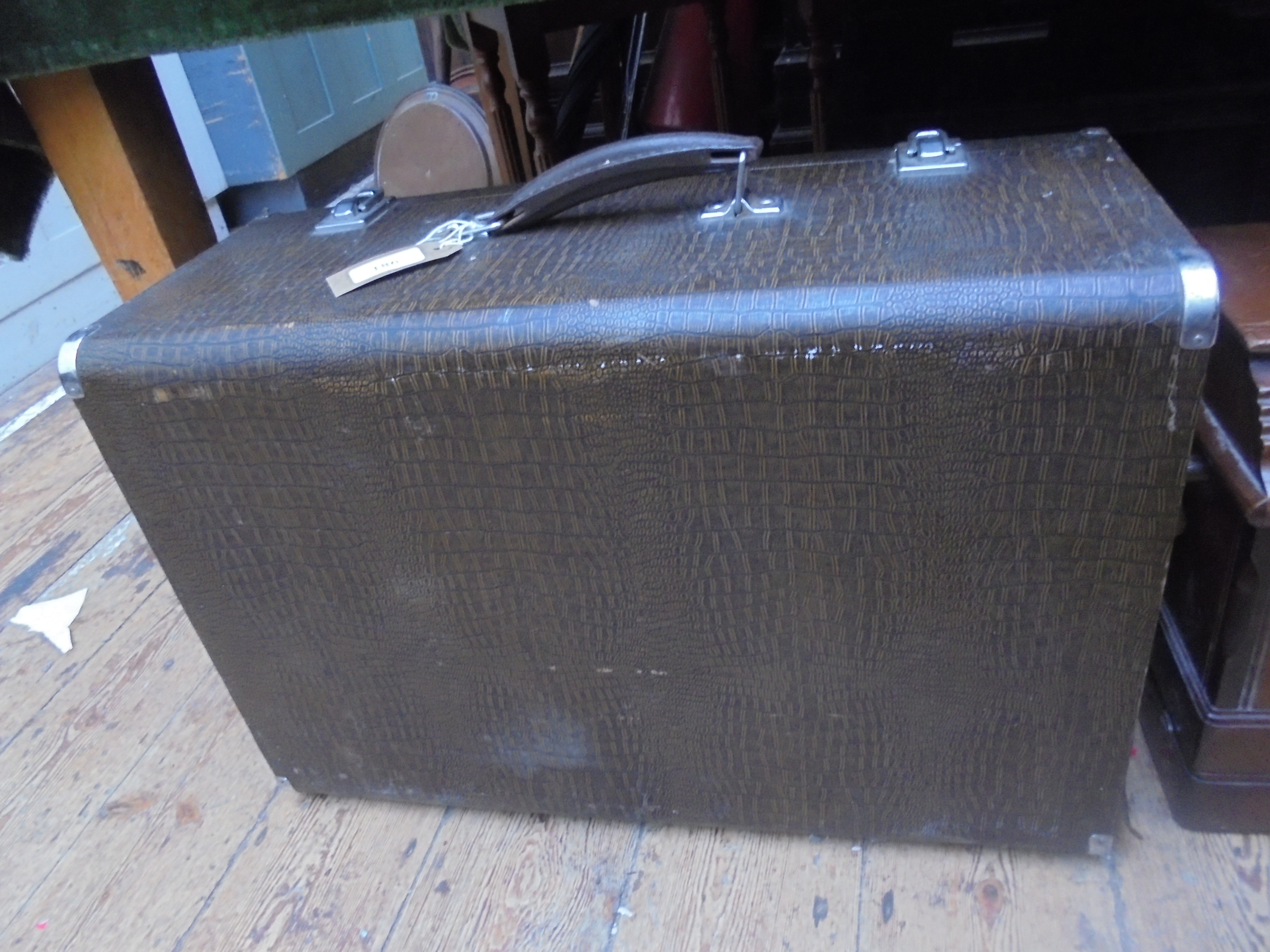 1960's Singer electric sewing machine in original mock crocodile brown carrying case