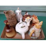 Collectors lot of 5 various teapots, Hillstonia water jug, Bells whisky Spode keg etc.