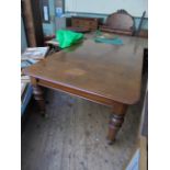 SUPERB VICTORIAN MAHOGANY PULL OUT DINING TABLE (approx 48" x 80") ON BOLD TURNED TAPERING FEET ON