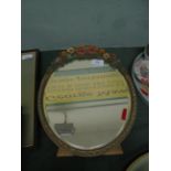 Most decorative bevel edged oval table mirror the ribbed decorative border with raised coloured