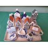 Sel. of miniature Delft miniatures incl. 8 houses etc.