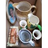 Magpie lot incl. a Price lidded cottage casket, 3 jugs, Queen Mother Celebration plate etc.