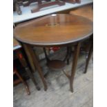 Inlaid oval topped side table with undershelf