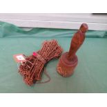 Collector's lot of a wooden handled pastry pestle and a former land measuring chain