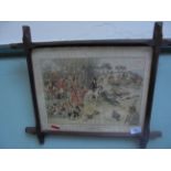 Oak framed coloured comical hunting print a Tally-ho Idyll 'The Kill' after Hugh Thompson