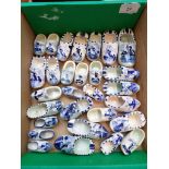 Sel. of miniature blue and white Delft clogs (approx.