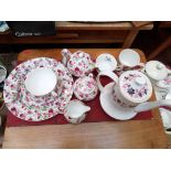 Maxwell Williams rosebud 3 tier cake stand and a matching 4 piece breakfast set together with
