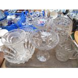 Tray of moulded and cut glass incl.