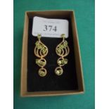 Pair of peridot set drop earrings