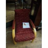 Mid 20th century aluminium ships armchair in the Art Deco style original patterned padded seat and