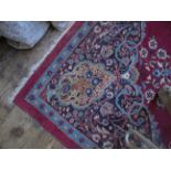 Port ground Oriental carpet (84" x 120") inset large central multi-coloured diamond to the central