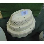 RARE 18TH CENTURY CREAM WARE PIERCED JELLY MOULD BELIEVED LEEDS OR WEDGWOOD,