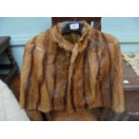 Lined striped brown fur ladies cape (size small/medium)